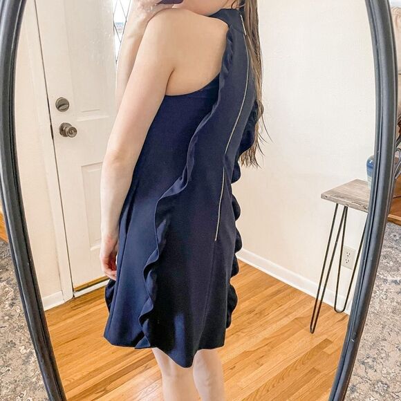 Ted Baker Torriya Ruffle Tunic Mini Dress Navy - Picture 3 of 7